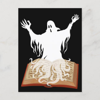 Read More Boooooks Ghost Book Halloween Postcard