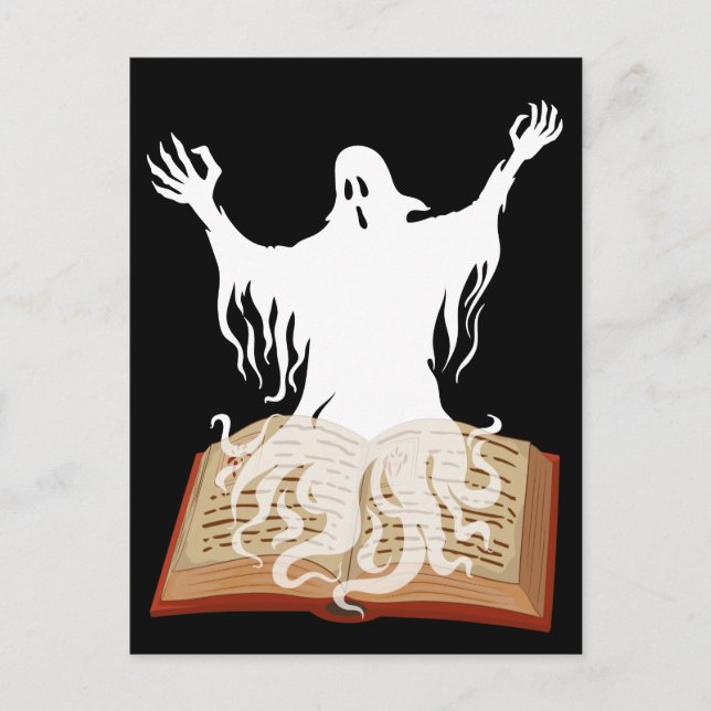 Read More Boooooks Ghost Book Halloween Postcard (Front)