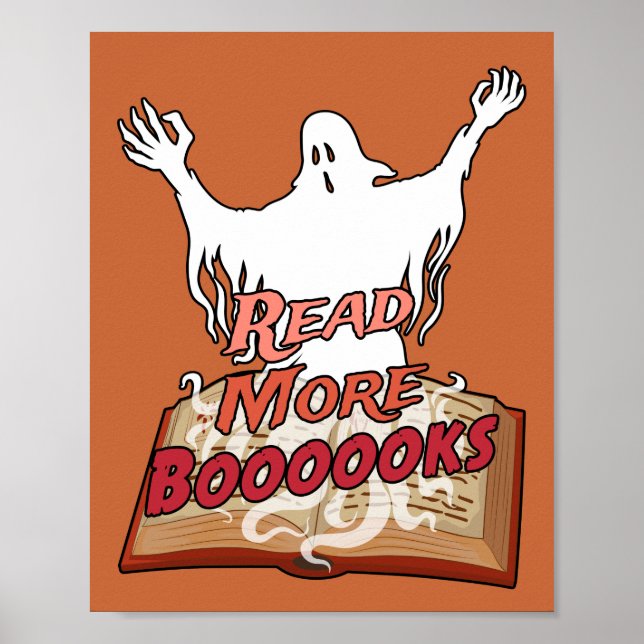 Read More Boooooks Ghost Book Halloween Poster (Front)