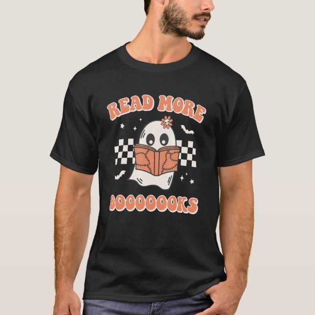 Read More Booooooks Bookish Spooky Teacher Retro H T-Shirt (Front)