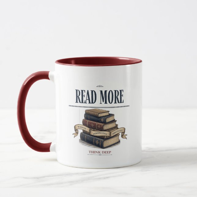 Read More Think Deep Book Lover Long Sleeve Mug (Left)