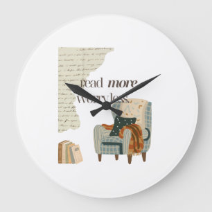 Read More, Worry Less Book Lover Large Clock