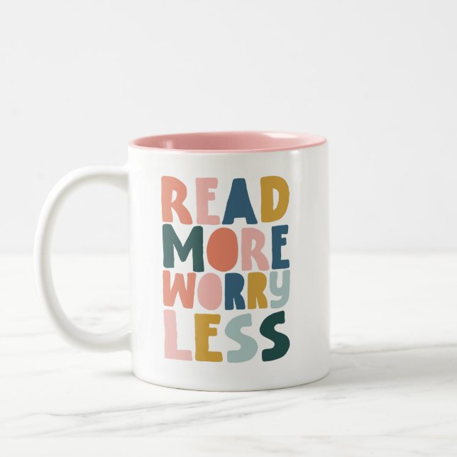 Read More Worry Less Bookish Two-Tone Coffee Mug (Left)