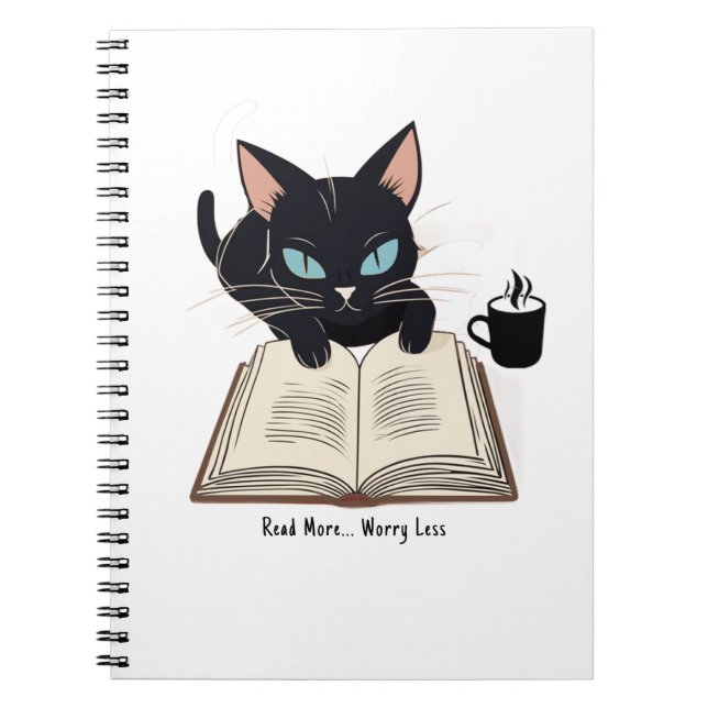 Read More Worry Less, Cute Cat Pet Lovers Cat Mum Notebook (Front)