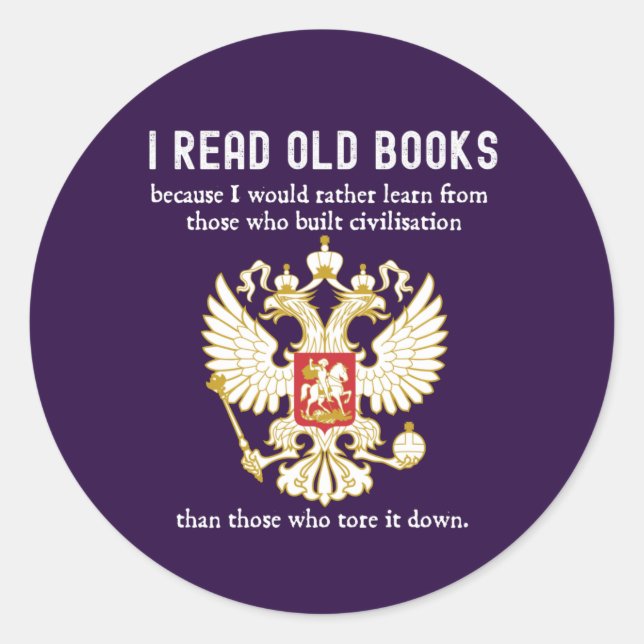 Read Old Books Conservative Anti Cancel Culture Classic Round Sticker (Front)