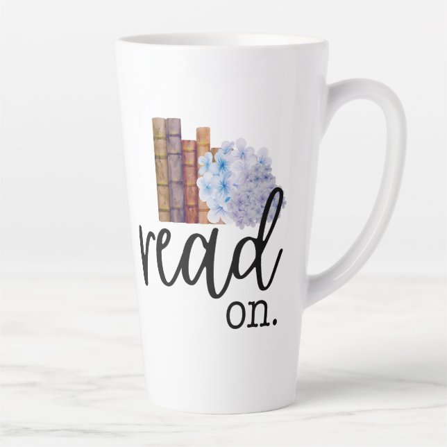 Read On (with Hydrangeas) Latte Mug (Right)