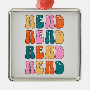 Read Read Read Read Metal Ornament