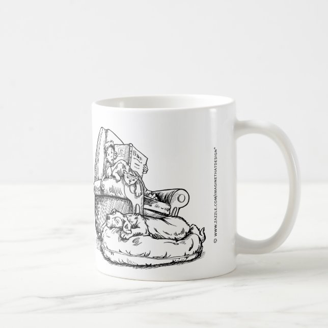 READ, Reading to the Cat and Dog mugs (Right)