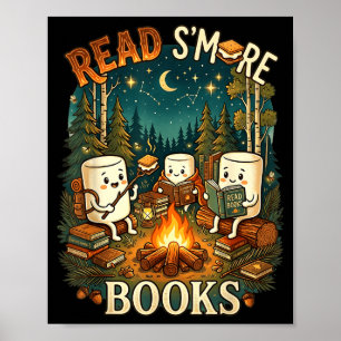 Read s'more books cute campfire reading book lover poster