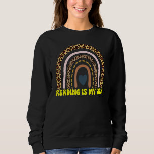 Read Teacher Rainbow Leopard Reading Is My Jam 17 Sweatshirt