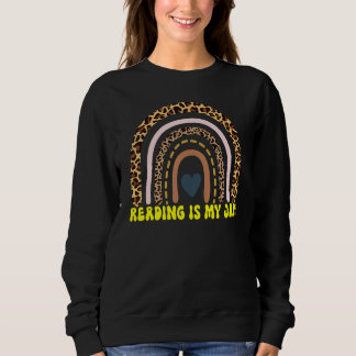 Read Teacher Rainbow Leopard  Reading Is My Jam 17 Sweatshirt
