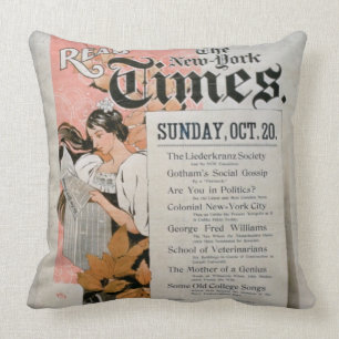 'Read The New York Times' (colour litho) Cushion