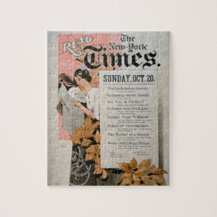 'Read The New York Times' (colour litho) Jigsaw Puzzle