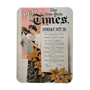 'Read The New York Times' (colour litho) Magnet