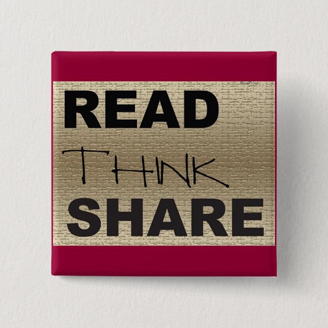 Read Think Share 15 Cm Square Badge (Front)