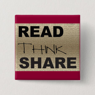 Read Think Share 15 Cm Square Badge