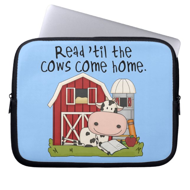 Read 'til The Cows Come Home Laptop Sleeve (Front)