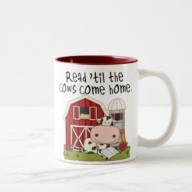 Read 'til The Cows Come Home Two-Tone Coffee Mug (Right)