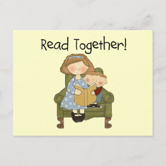 Read Together Mum and Boy Tshirts and Gifts Postcard