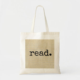 "read." Typed on Vintage Note Paper Tote Bag