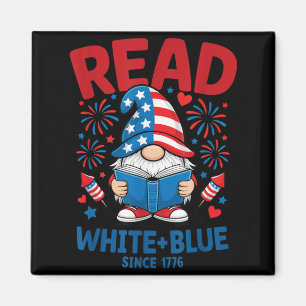 Read White Blue Gnome USA Reading Fireworks 1776 Magnet