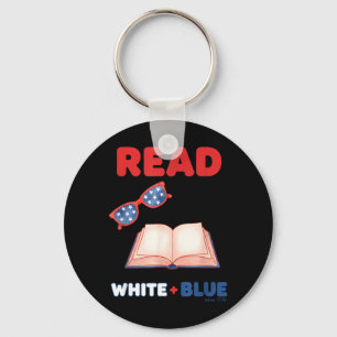 Read White Blue Patriotic Book Lover Girls Key Ring