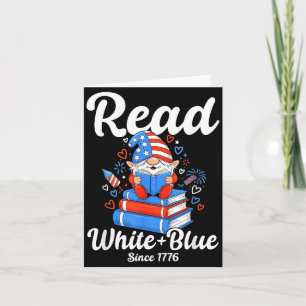 Read White Blue USA Gnome Reading 4th of July Card