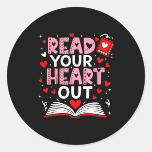 Read Your Heart Out Valentine Reading Book Girl Ki Classic Round Sticker
