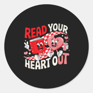 Read Your Heart Out Valentines Day Retro Teacher B Classic Round Sticker