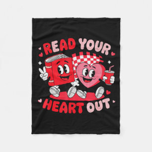 Read Your Heart Out Valentine's Day Retro Teacher Fleece Blanket
