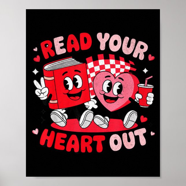 Read Your Heart Out Valentine's Day Retro Teacher  Poster (Front)