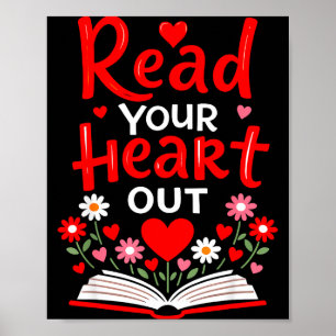 Read Your Heart Valentine Reading Book Girls Flowe Poster
