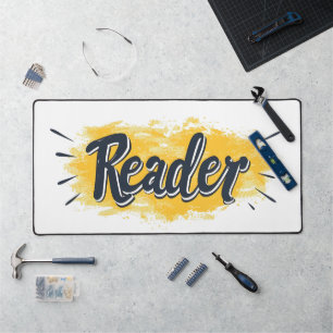 Reader Black and Yellow Slogan Desk Mat