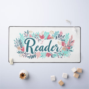 Reader Colourful Flowers Slogan Desk Mat