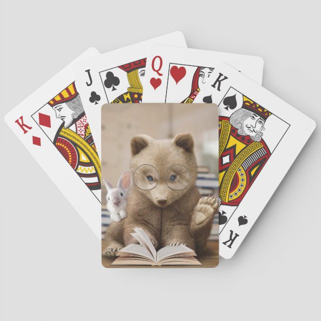 Reader Gift Bear And Rabbit Read Books Playing Cards (Back)