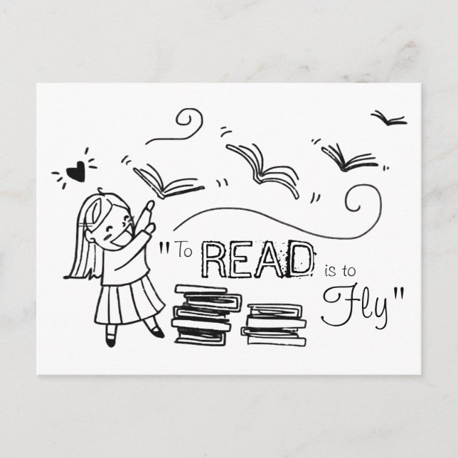 Reader Girl To Read is to Fly Postcard (Front)