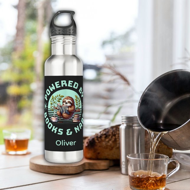 Reader Sloth. Unique Gift for Book Lover 710 Ml Water Bottle (Creator Uploaded)