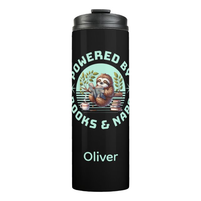 Reader Sloth. Unique Gift for Book Lover Thermal Tumbler (Front)