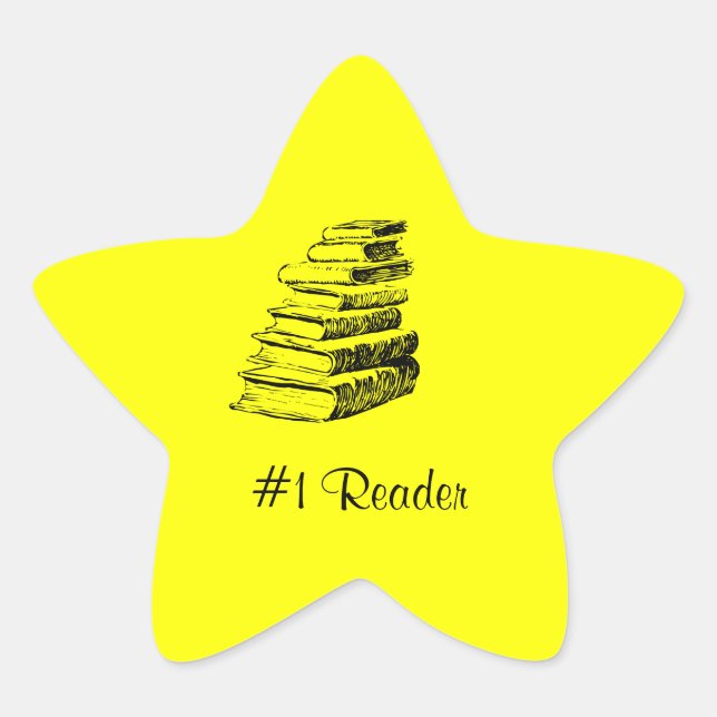 Reader Yellow Star Custom Bookplate Star Sticker (Front)