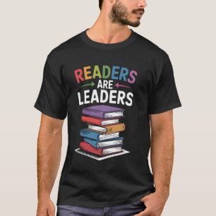 Readers Are Leaders - Colourful Book Stack Design T-Shirt