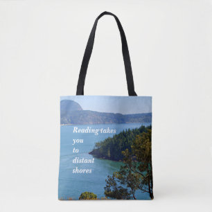 Reader's book tote, beautiful ocean scene tote bag