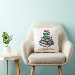 Readin’ Around the Christmas Tree Book Lover Cushion
