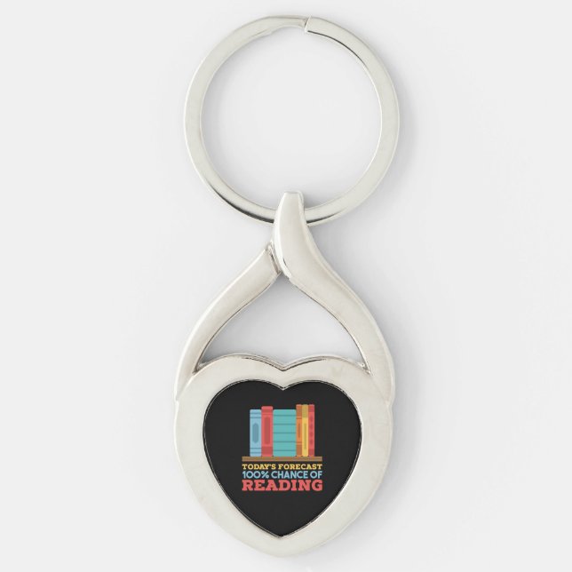 Reading - 100% Chance of Reading Funny Book Key Ring (Front)