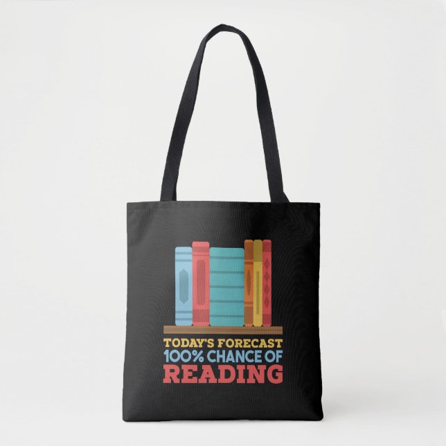 Reading - 100% Chance of Reading Funny Book Tote Bag (Front)