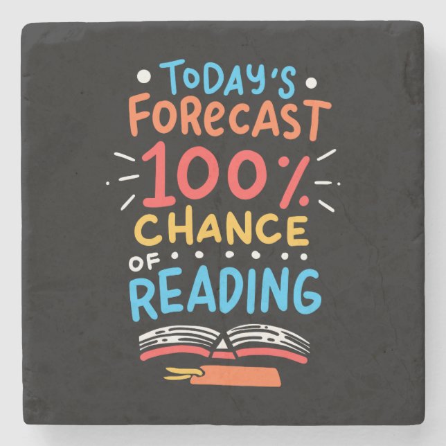 Reading - 100% Chance of Reading Stone Coaster (Front)