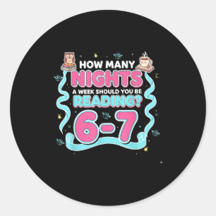 Reading 67 Meme Englieacher Funny 67 Book Lover Hu Classic Round Sticker