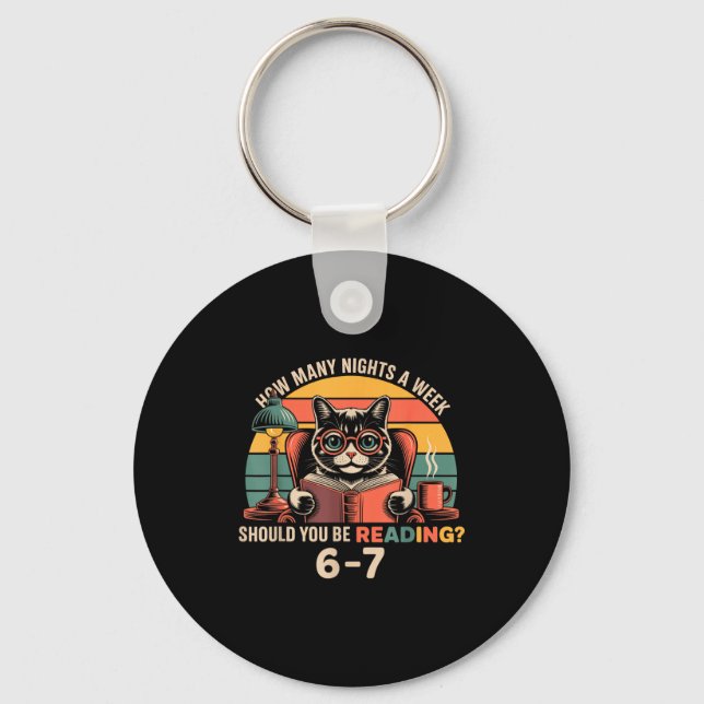 Reading 67 Meme Englieacher In Funny 67 Retro Cat  Key Ring (Front)