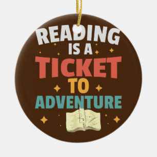 Reading Adventure Library Student Teacher Book Ceramic Ornament