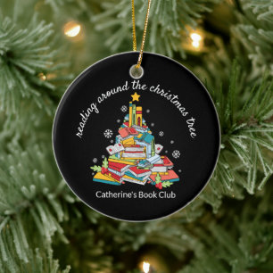 Reading Around The Christmas Tree Book Club Ceramic Ornament