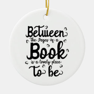 Reading Art Between The Paper Of A Book Ceramic Ornament